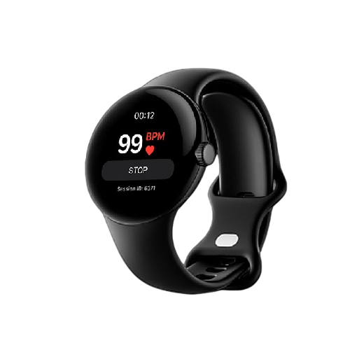 Android smartwatch showing heart rate data representing HypeRate integration with Wear OS